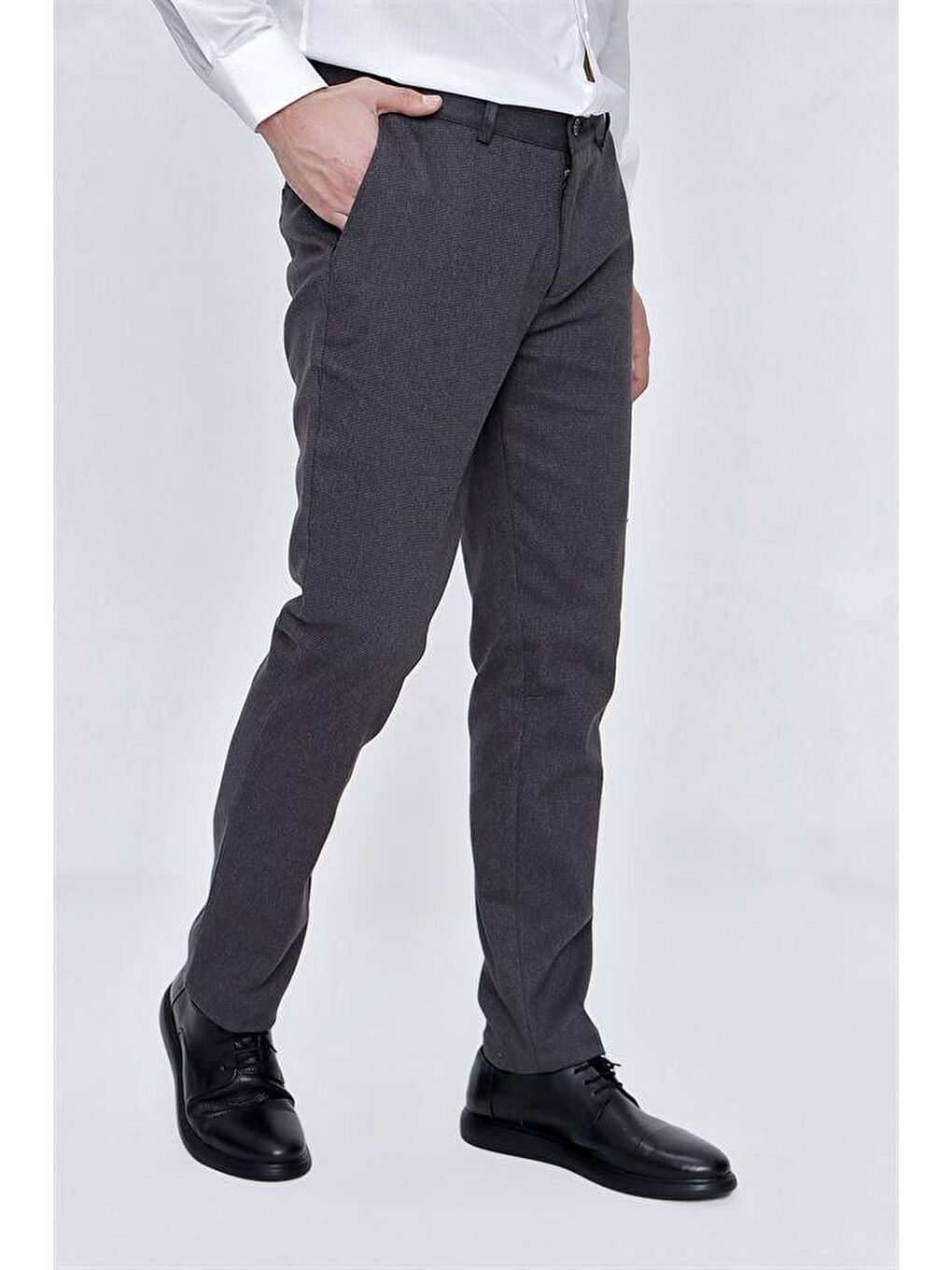 Gri Füme Pamuklu Yandan Cepli Casual Slim Fit Erkek Pantolon 1003225175-3