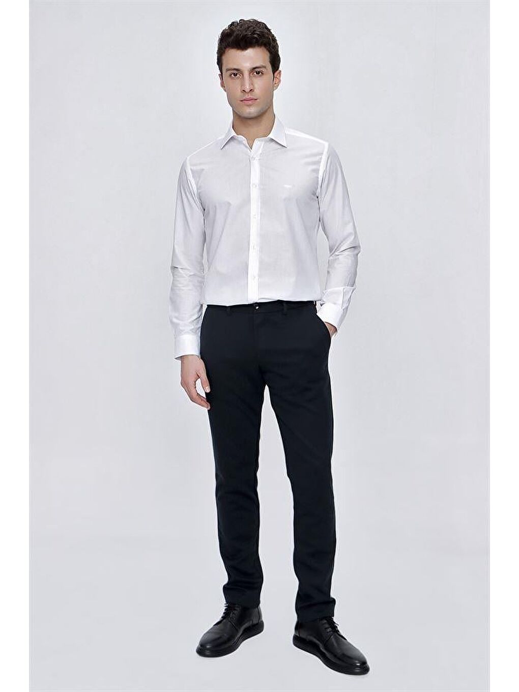 Koyu Lacivert Esnek Lastikli Yandan Cepli Casual Slim Fit Erkek Pantolon 1003225174-1