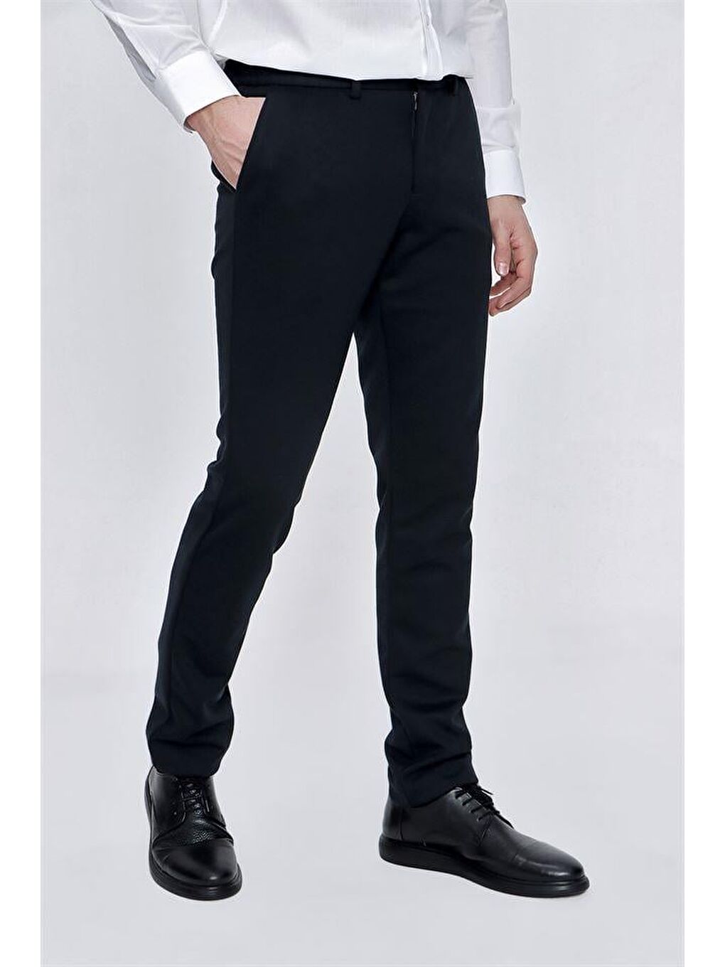 Koyu Lacivert Esnek Lastikli Yandan Cepli Casual Slim Fit Erkek Pantolon 1003225174-2