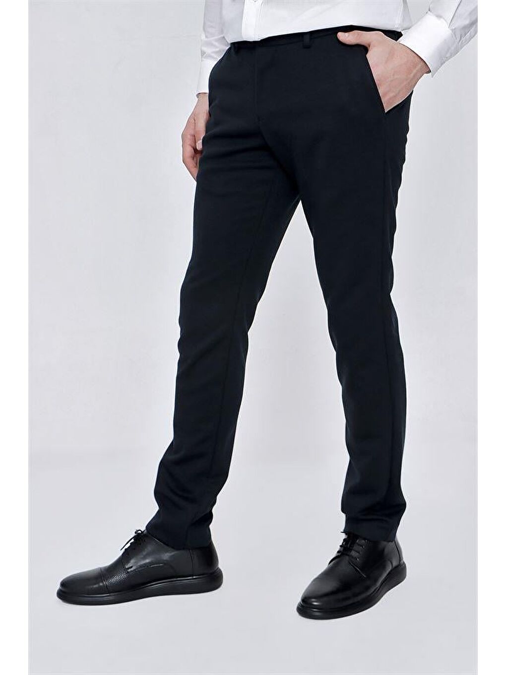 Koyu Lacivert Esnek Lastikli Yandan Cepli Casual Slim Fit Erkek Pantolon 1003225174-3
