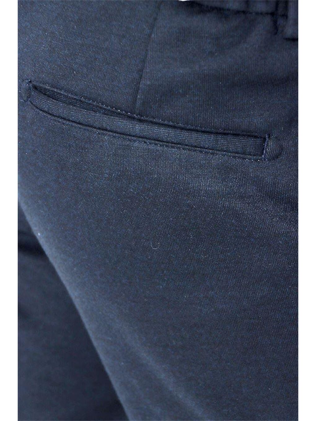 Koyu Lacivert Esnek Lastikli Yandan Cepli Casual Slim Fit Erkek Pantolon 1003225174-5