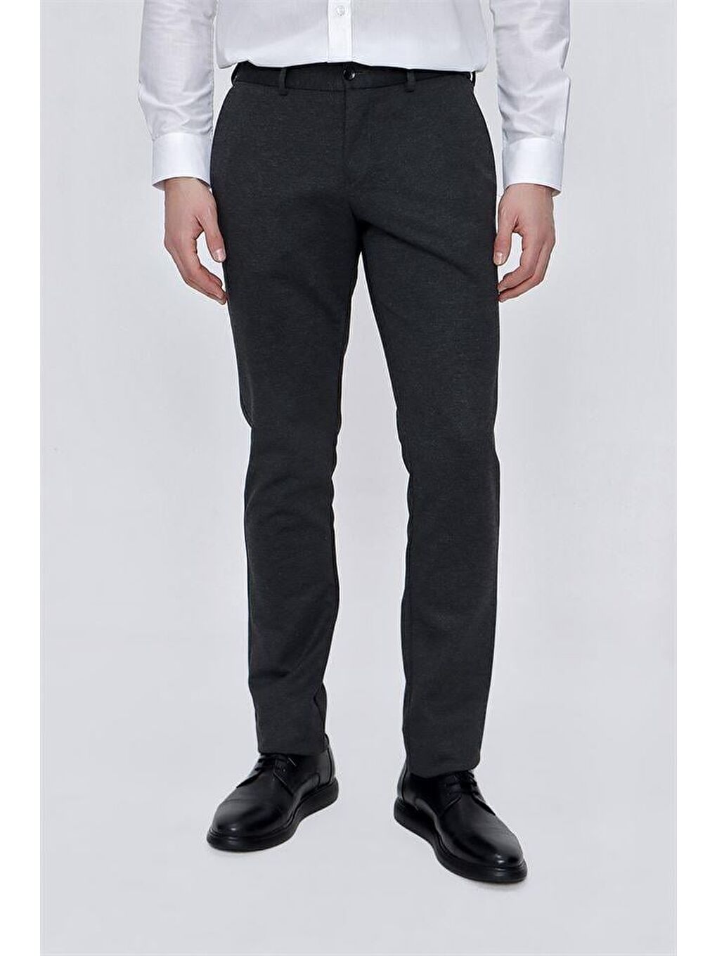 Koyu Antrasit Esnek Lastikli Yandan Cepli Casual Slim Fit Erkek Pantolon 1003225174