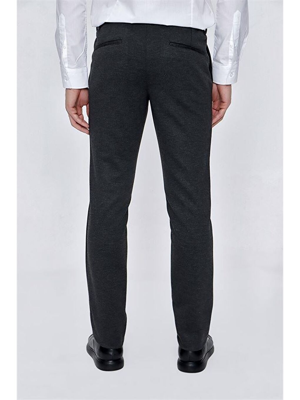 Koyu Antrasit Esnek Lastikli Yandan Cepli Casual Slim Fit Erkek Pantolon 1003225174-3