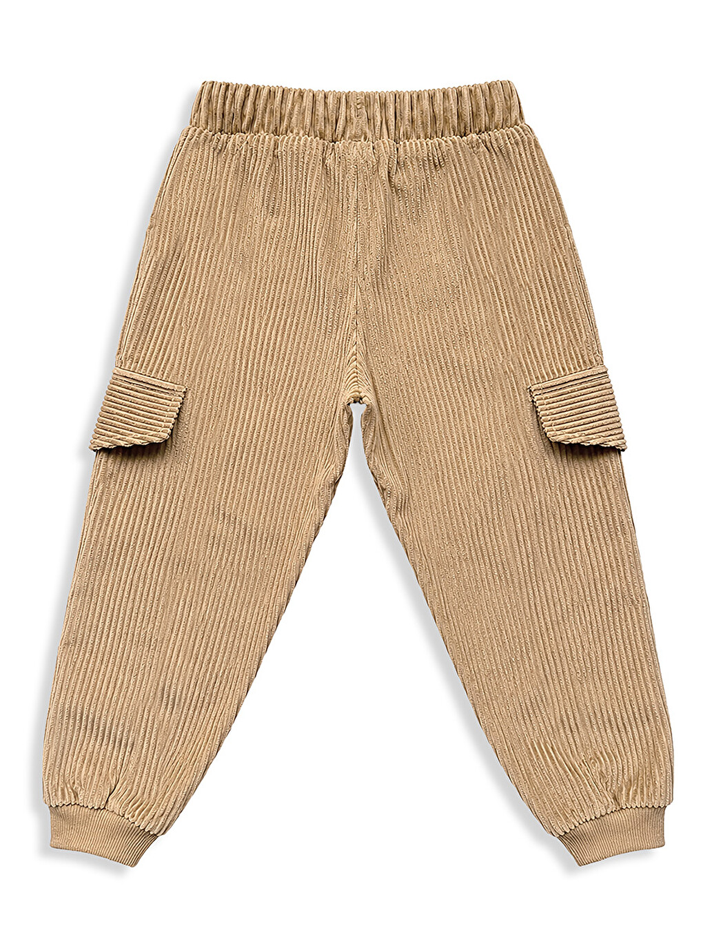 Erkek Çocuk Jogger Pantolon Cepli Fitilli Kadife Bej Kışlık (5-10 Yaş)-1