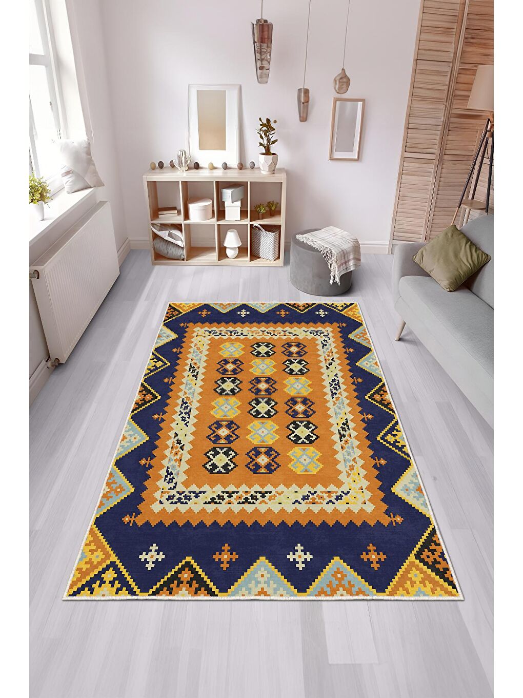 Turuncu Özel Tasarım, Kaymaz Taban, İnce, Yıkanabilir, Modern Halı WOOKECE1463 80x150