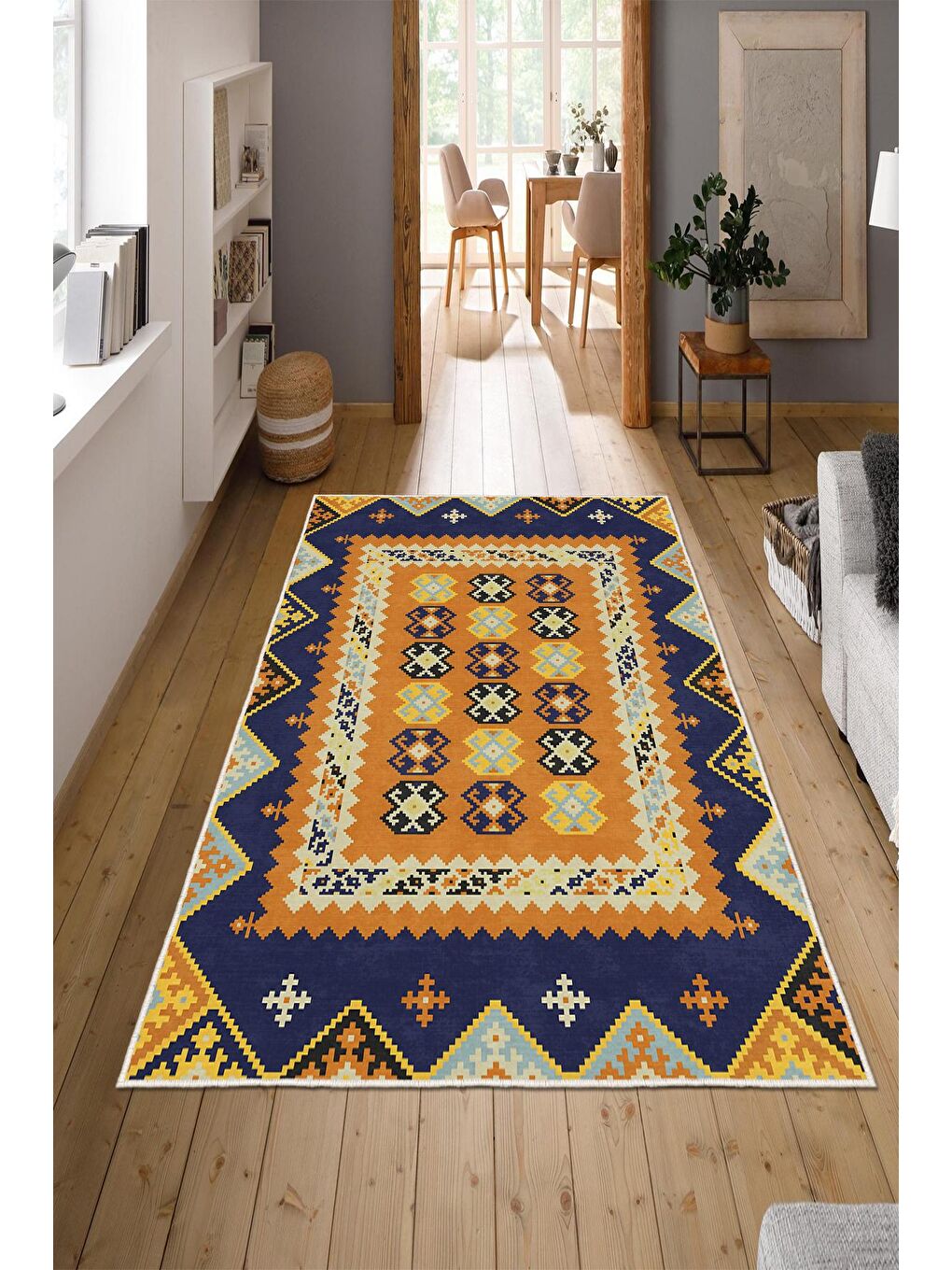 Turuncu Özel Tasarım, Kaymaz Taban, İnce, Yıkanabilir, Modern Halı WOOKECE1463 80x150-1