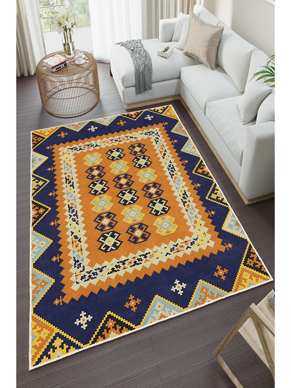 Turuncu Özel Tasarım, Kaymaz Taban, İnce, Yıkanabilir, Modern Halı WOOKECE1463 80x150-2