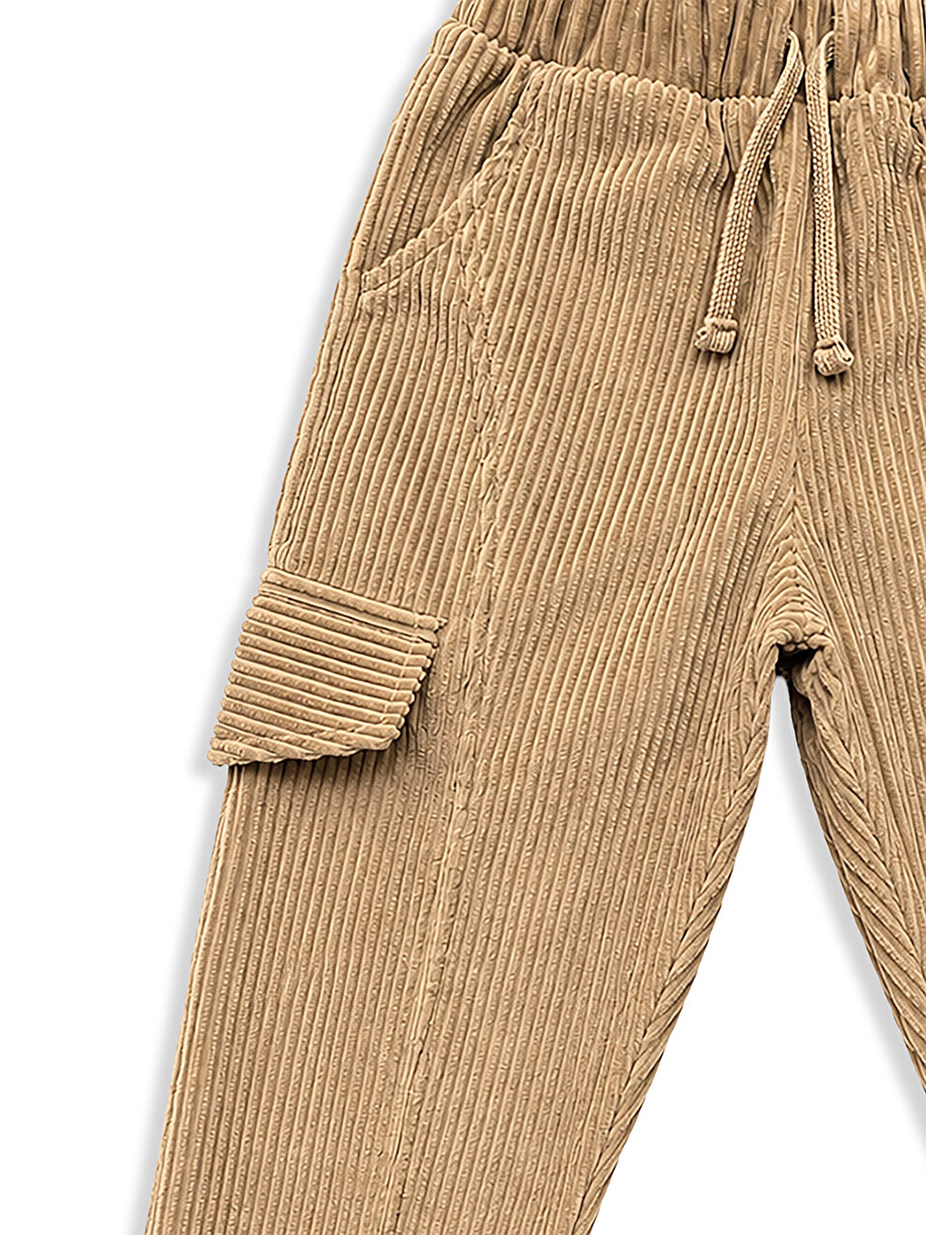 Erkek Çocuk Jogger Pantolon Cepli Fitilli Kadife Bej Kışlık (5-10 Yaş)-2