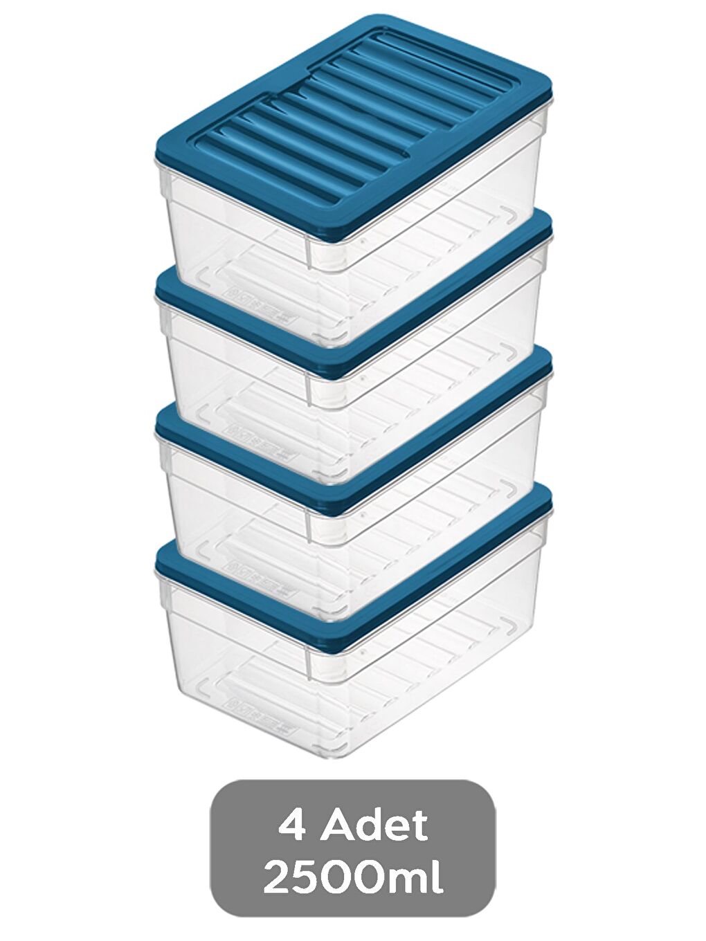 4'lü Derin Mikrodalga Uyu mlu Organizer Set Düzenleyici Gıda Erzak Saklama Kabı 2500 ml Mavi-1