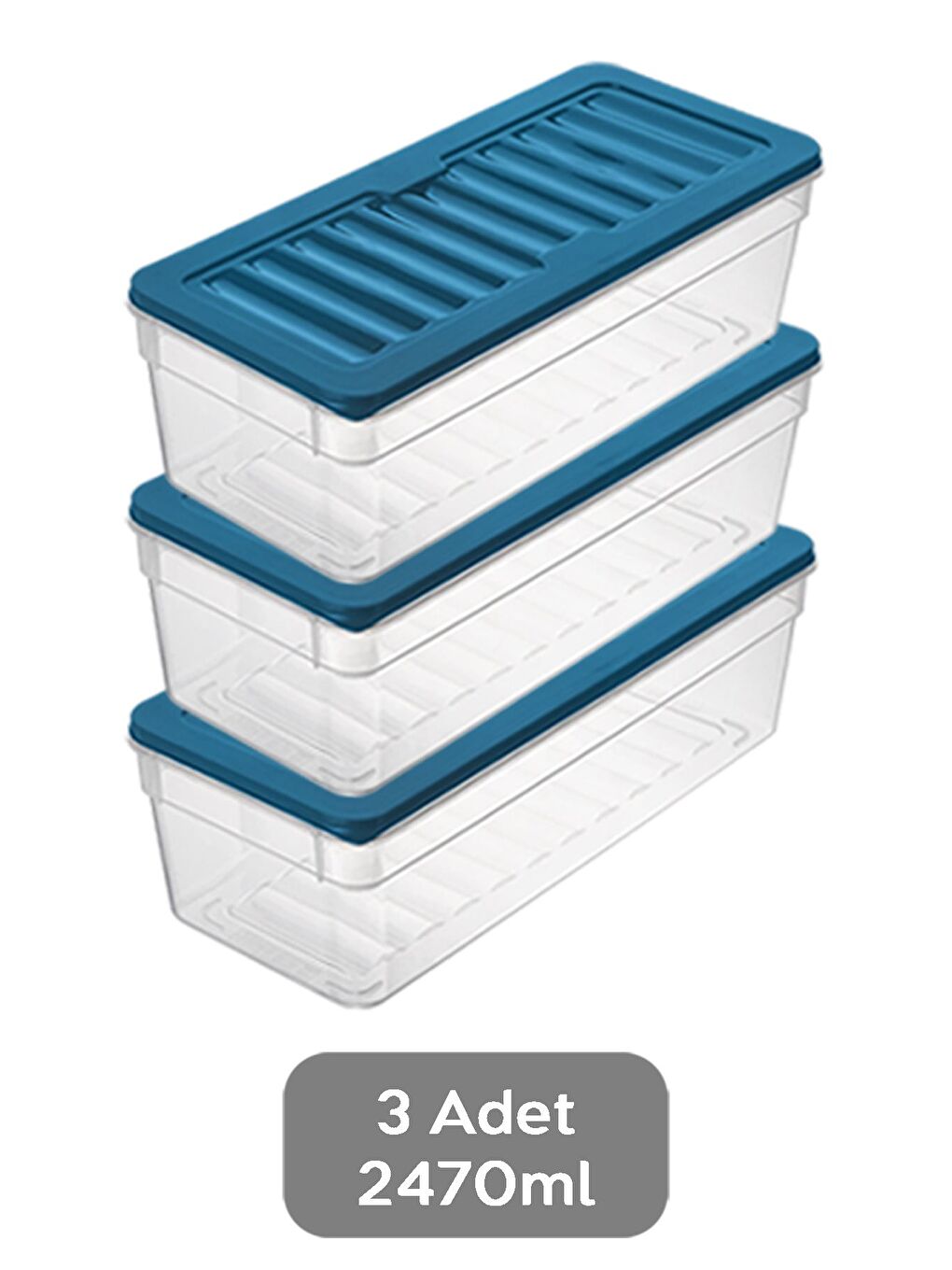 3'lü Derin Buzdolabı Organizer Set 2470 ml Mavi-1