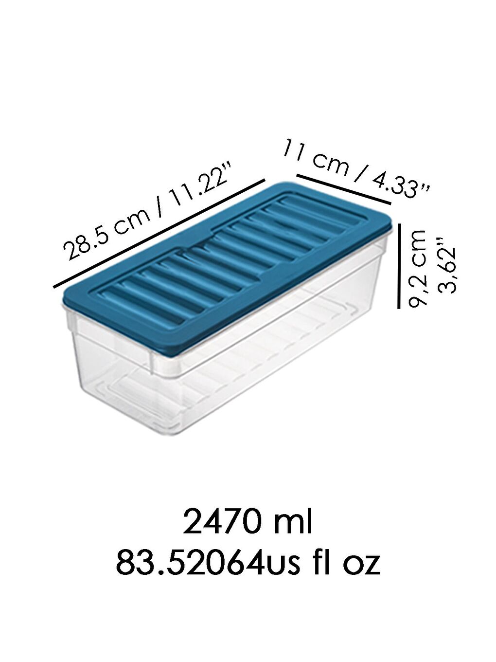 3'lü Derin Buzdolabı Organizer Set 2470 ml Mavi-2