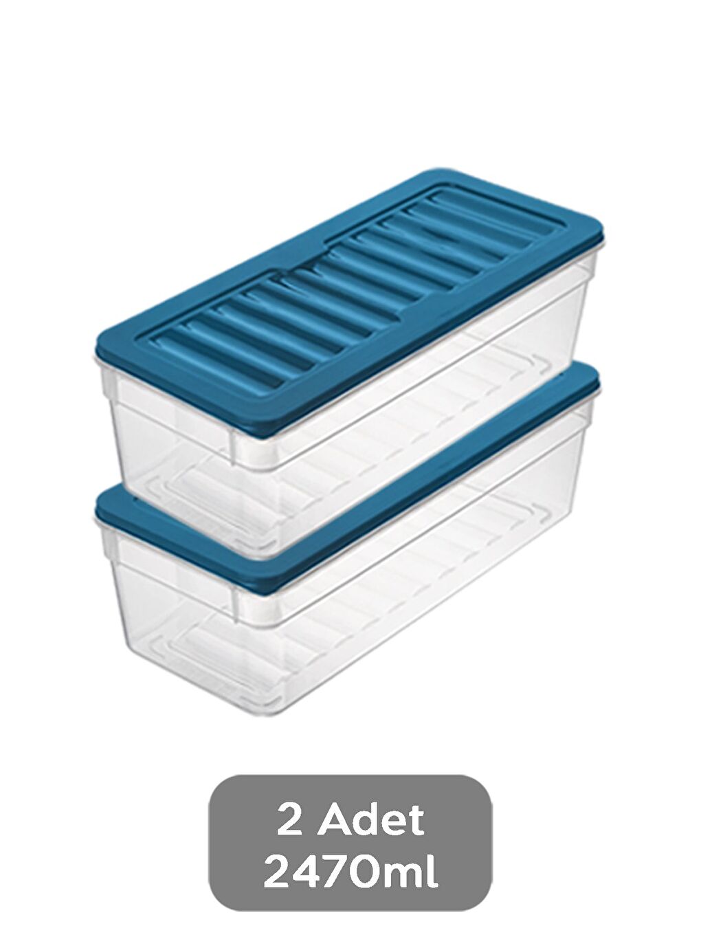 2'li Derin Mikrodalga Uyu mlu Organizer Set Düzenleyici Gıda Erzak Saklama Kabı 2470 ml Mavi-1