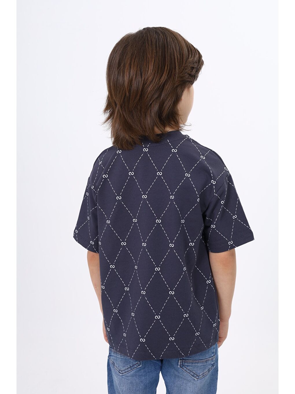 Gri Unisex Çocuk Baskılı Tişört-1