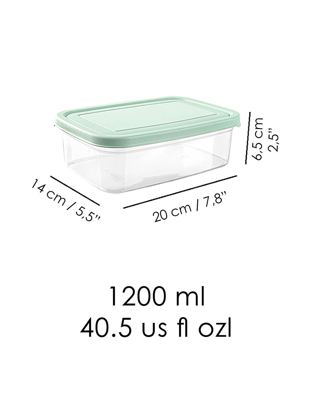 12 Adet Dikdörtgen Erzak Saklama Kabı 1200 ml Yeşil-4
