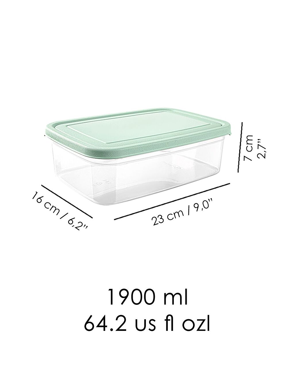 12 Adet Dikdörtgen Erzak Saklama Kabı 1900 ml Yeşil-4