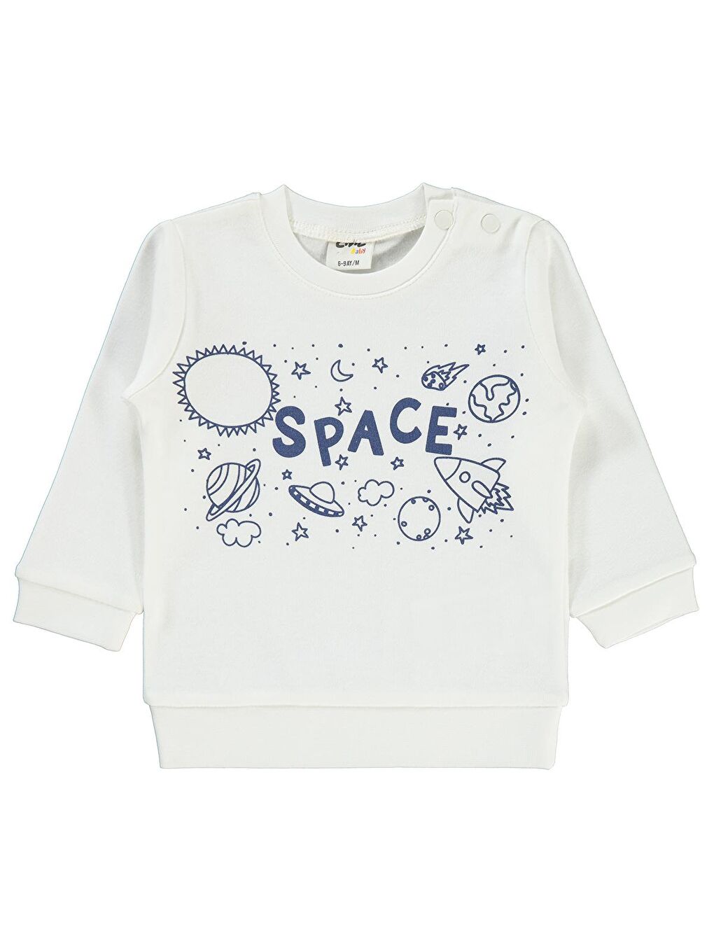 Bej Baby Erkek Bebek Sweatshirt 6-18 Ay Fildişi Beyaz