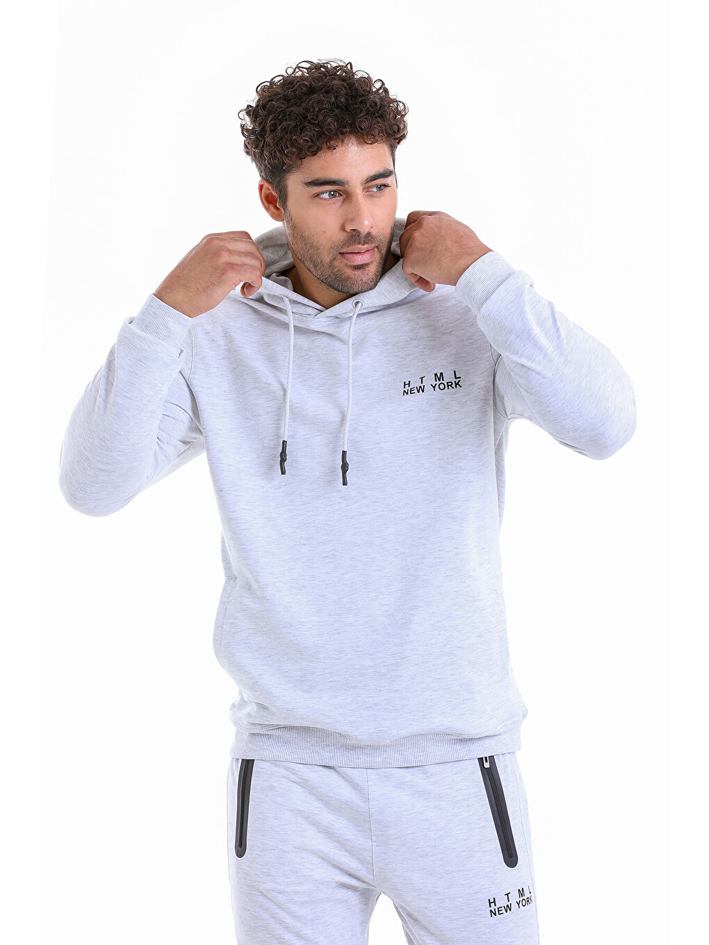 Hatemoğlu Gri Regular Fit Düz Pamuklu Kapüşonlu Kanguru Cepli Sweatshirt