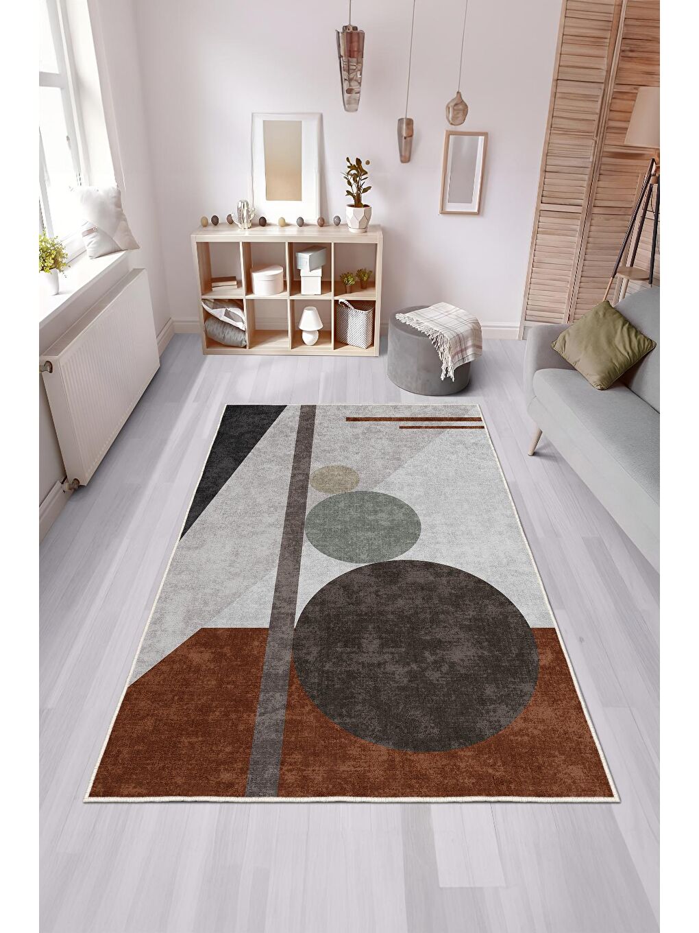 Karışık Özel Tasarım, Kaymaz Taban, İnce, Yıkanabilir, Modern Halı WOOKECE1437 120x180