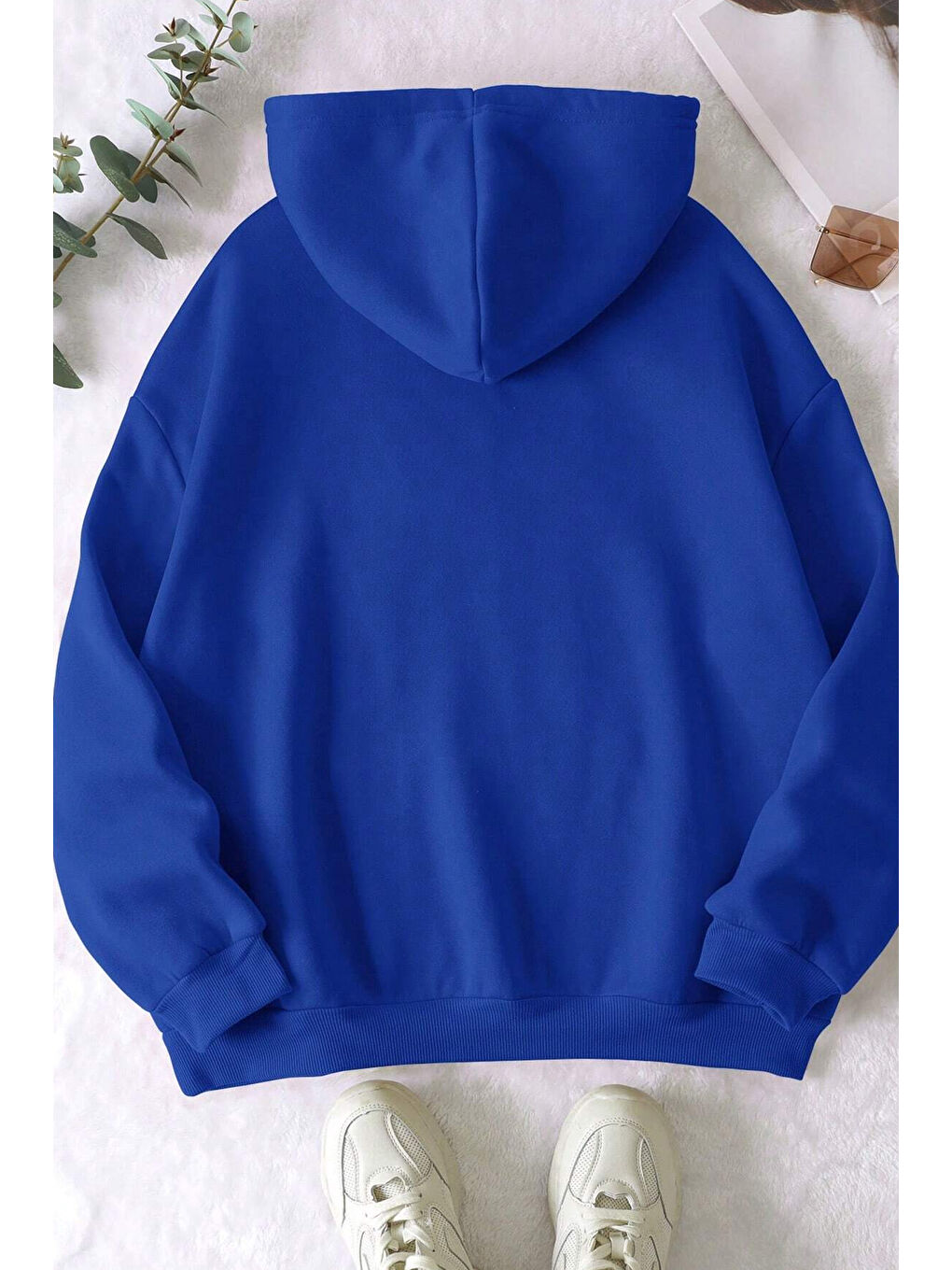 uyguntarz Mavi Unisex Kalp Baskılı Oversize Sweatshirt - 1