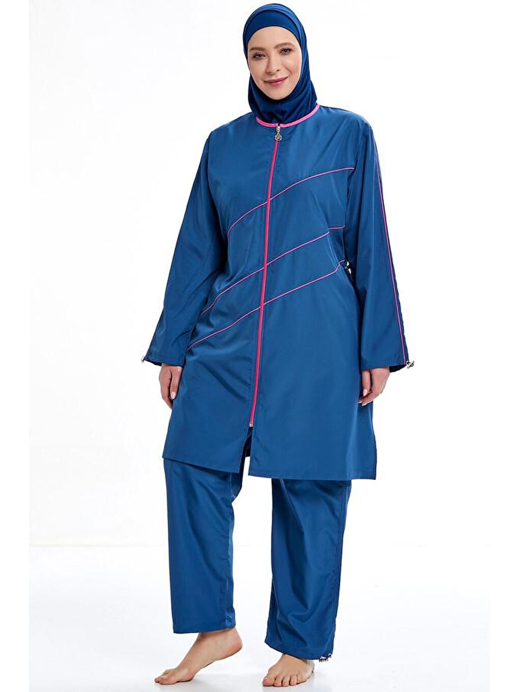 Büyük Beden Tam Kapalı Tesettür Mayo 0591 Açık Lacivert-3