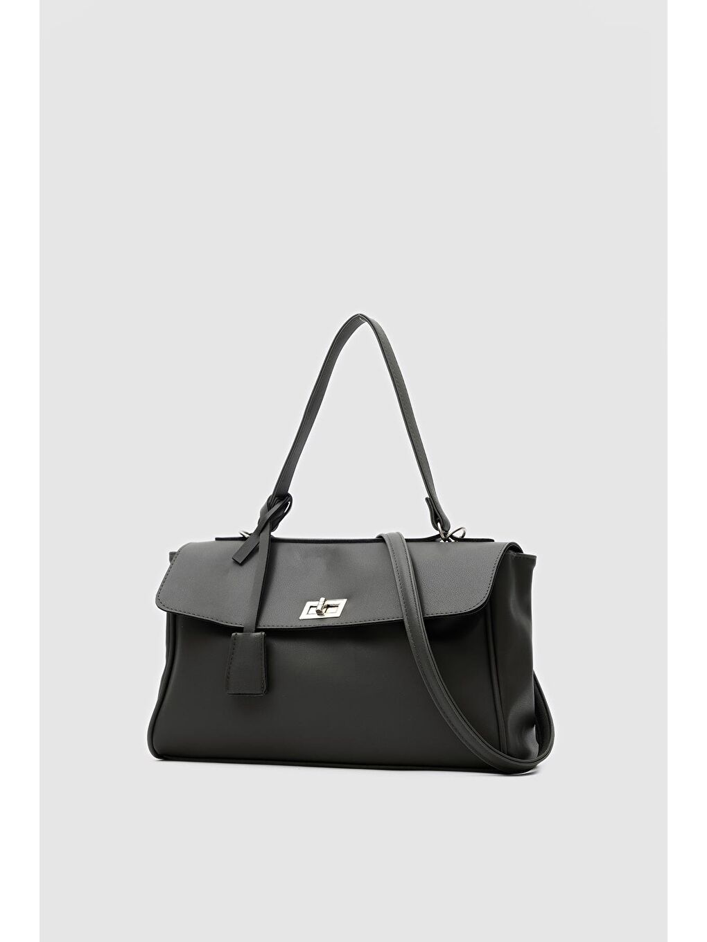 Amara Kilitli Klasik Omuz Çantası Siyah-5