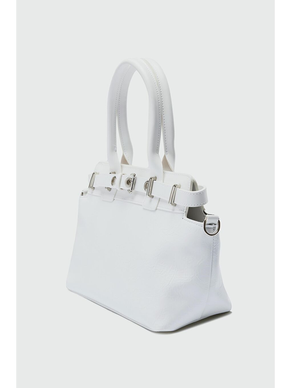 Twin Kemer Toka Detaylı Omuz Çanta Beyaz-1
