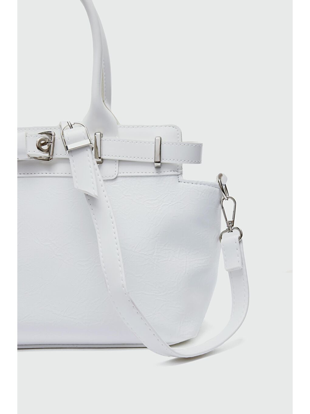 Twin Kemer Toka Detaylı Omuz Çanta Beyaz-3