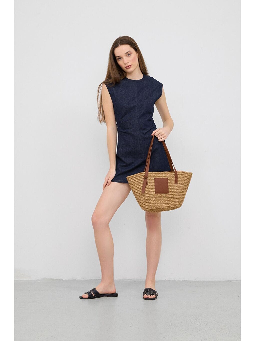 Bej Vittoria Handmade Hasır Çanta Vizon-2