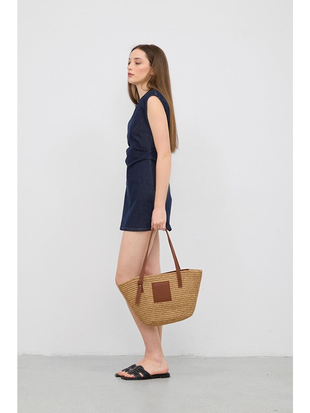 Bej Vittoria Handmade Hasır Çanta Vizon-3