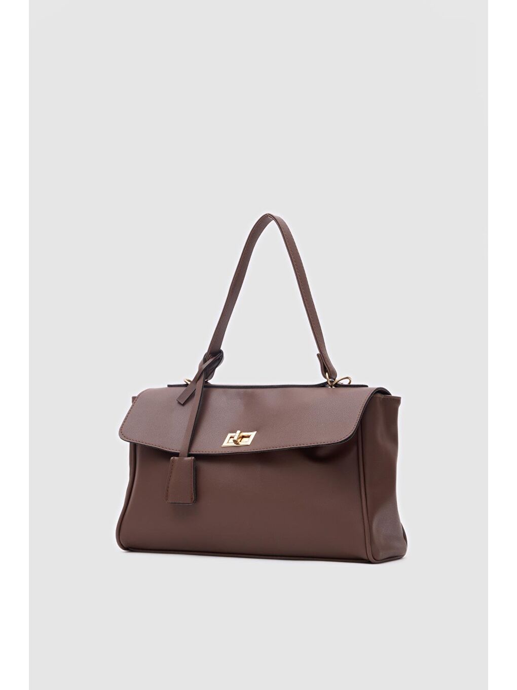 Amara Kilitli Klasik Omuz Çantası Kahverengi-4