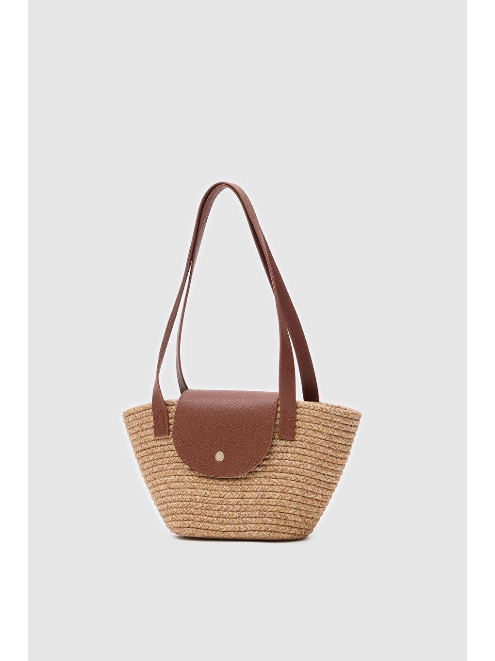 Bej Maia Handmade Hasır Omuz Çantası Vizon-4