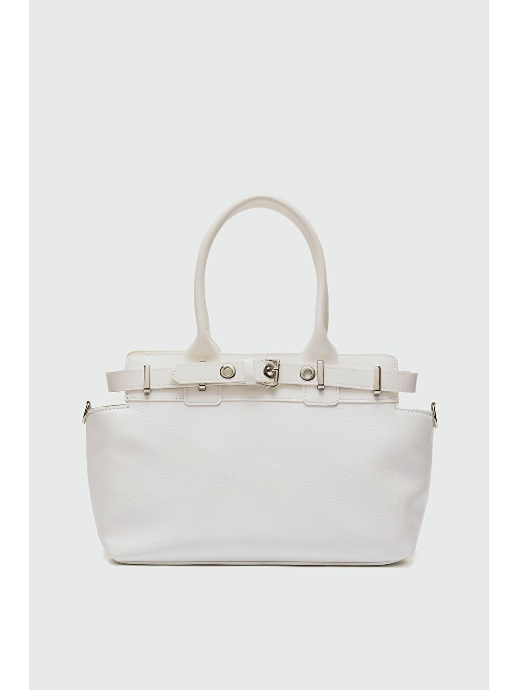 Ekru Twin Kemer Toka Detaylı Omuz Çanta Krem