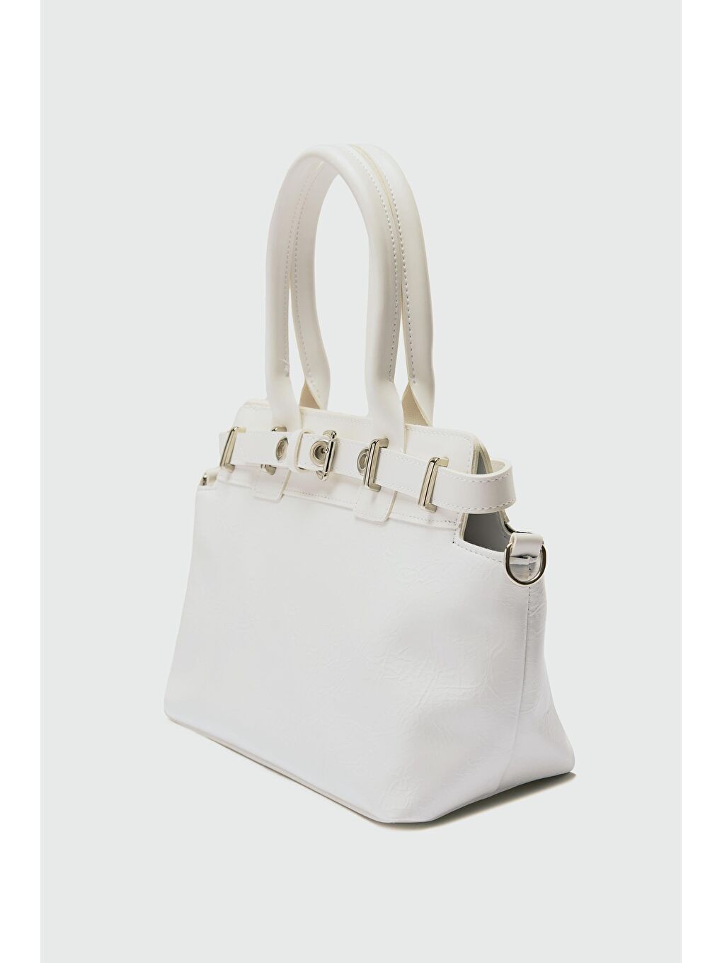 Ekru Twin Kemer Toka Detaylı Omuz Çanta Krem-1