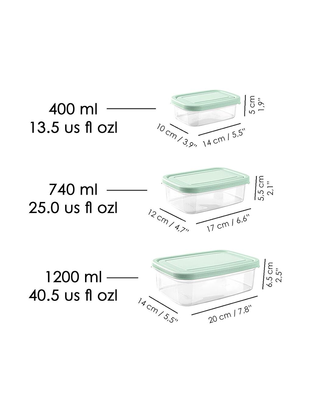 18 li Dikdörtgen Erzak Saklama Kabı Seti Erzak Kabı Yeşil-4