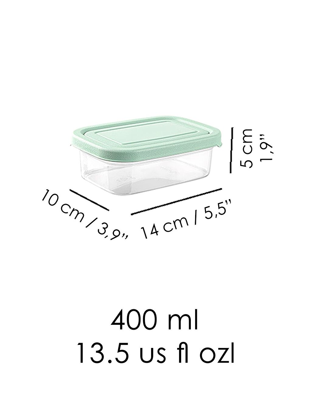 10 Adet Dikdörtgen Erzak Saklama Kabı 400 ml Yeşil-4