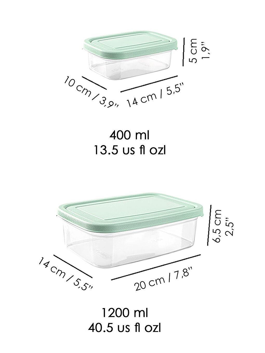 15'li Dikdörtgen Erzak Saklama Kabı Seti Erzak Kabı Yeşil-4