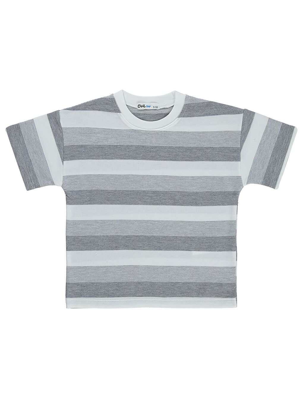 Boys Çizgili 2-5 Yaş Tişört - Gri