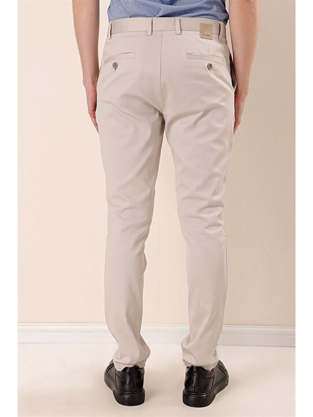 Bej Taş Rengi Pamuklu Yandan Cepli Casual Slim Fit Chino Pantolon 1003230103-4