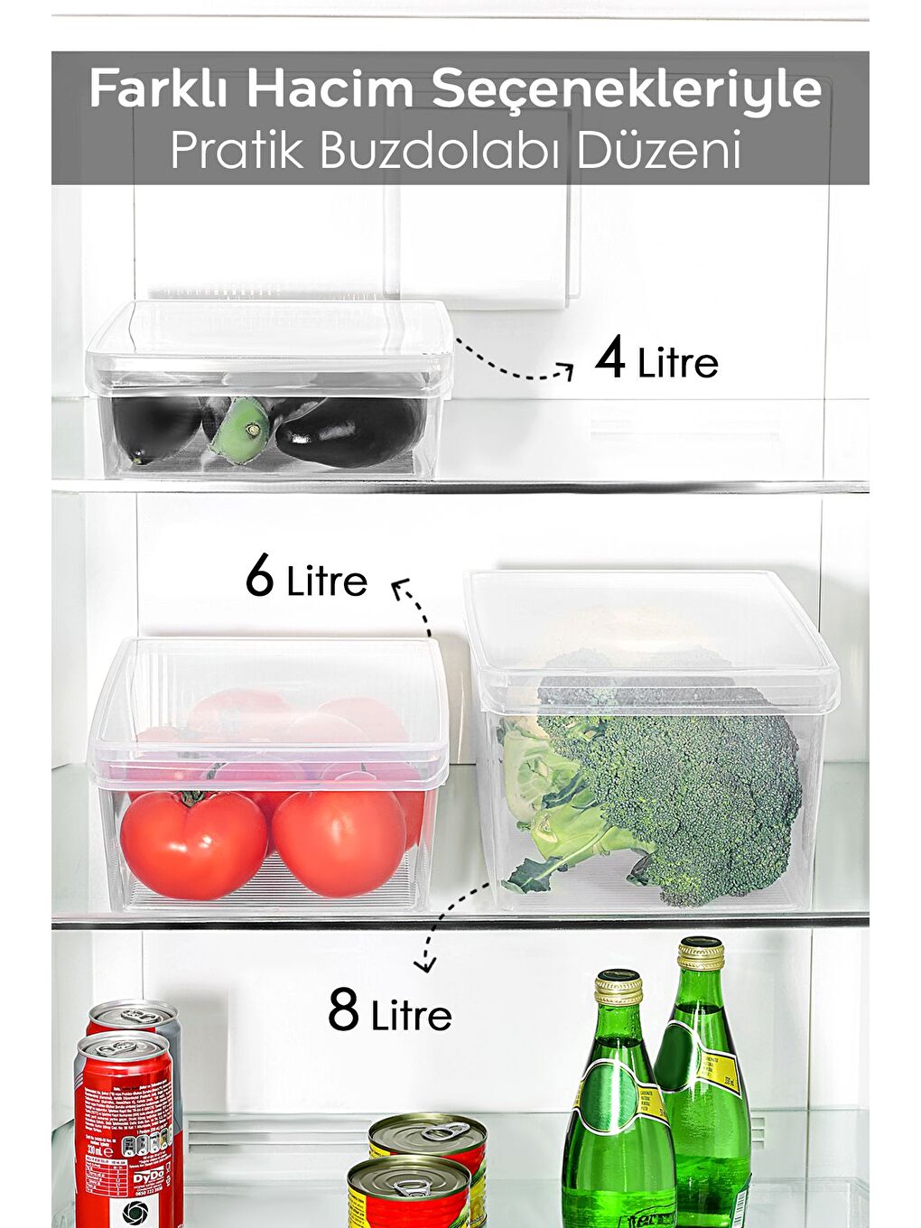 Renksiz 9'lu Kapaklı Buzdolabı Düzenleyici Set Meyve Sebze Saklama Kabı Dolap İçi Organizer 3x 4 6 8 lt-1