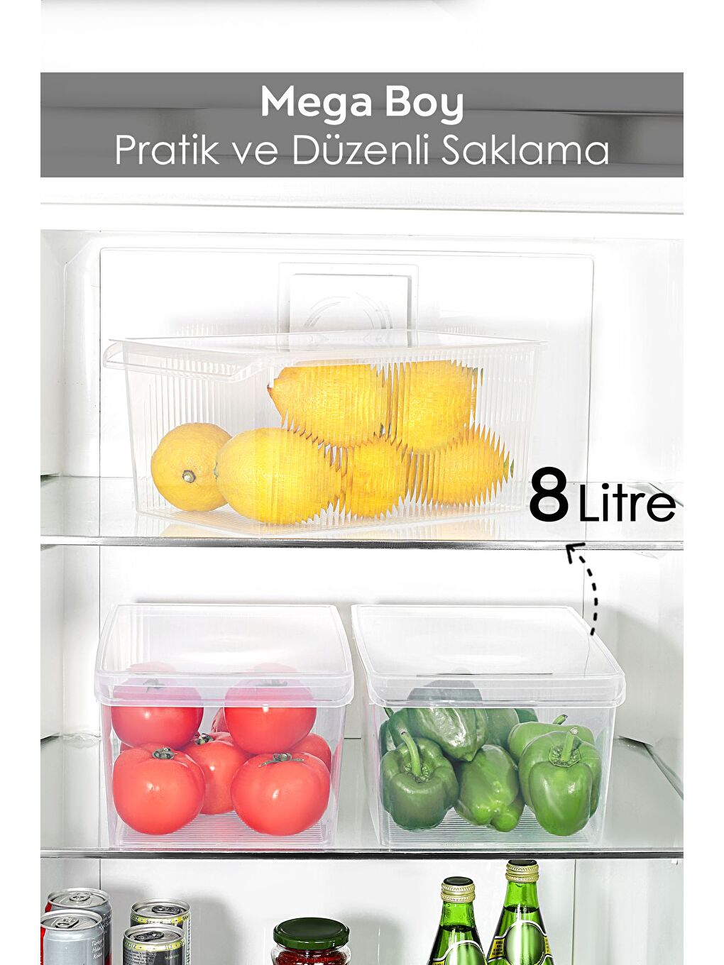 Renksiz 3 Adet Kapaklı Saklama Kabı 8 Litre-1