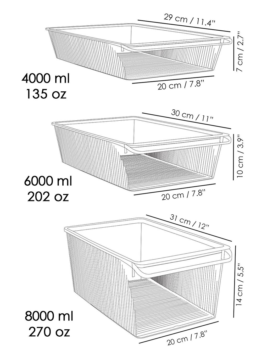 Renksiz 3'lü Kapaklı Buzdolabı Düzenleyici Set Meyve Sebze Saklama Kabı Dolap İçi Organizer 1x 4 6 8 lt-7
