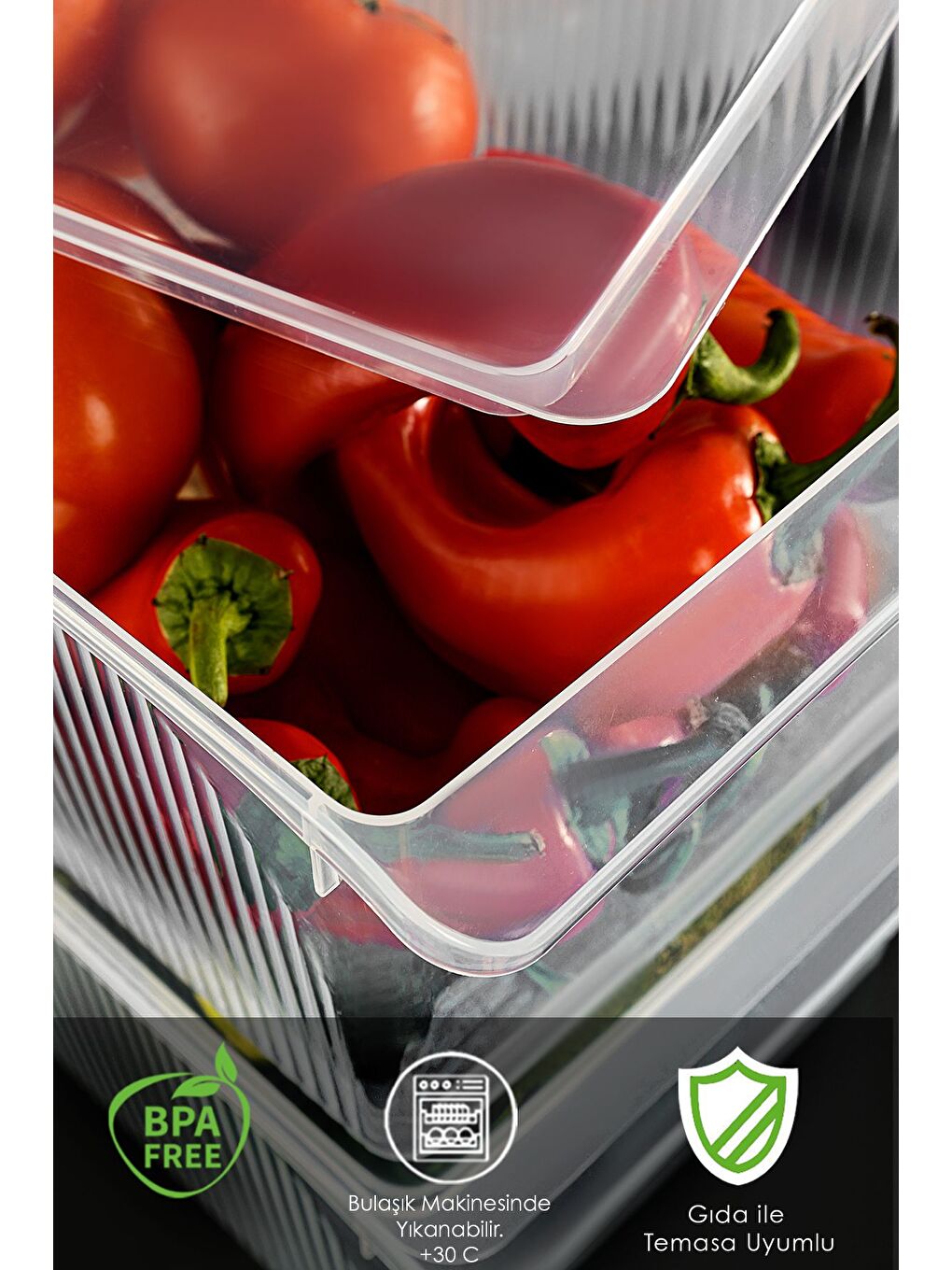 Renksiz 2 Adet Kapaklı Dolap İçi Buzdolabı Düzenleyici Organizer Sepet Meyve Sebze Saklama Kabı 8 lt-3