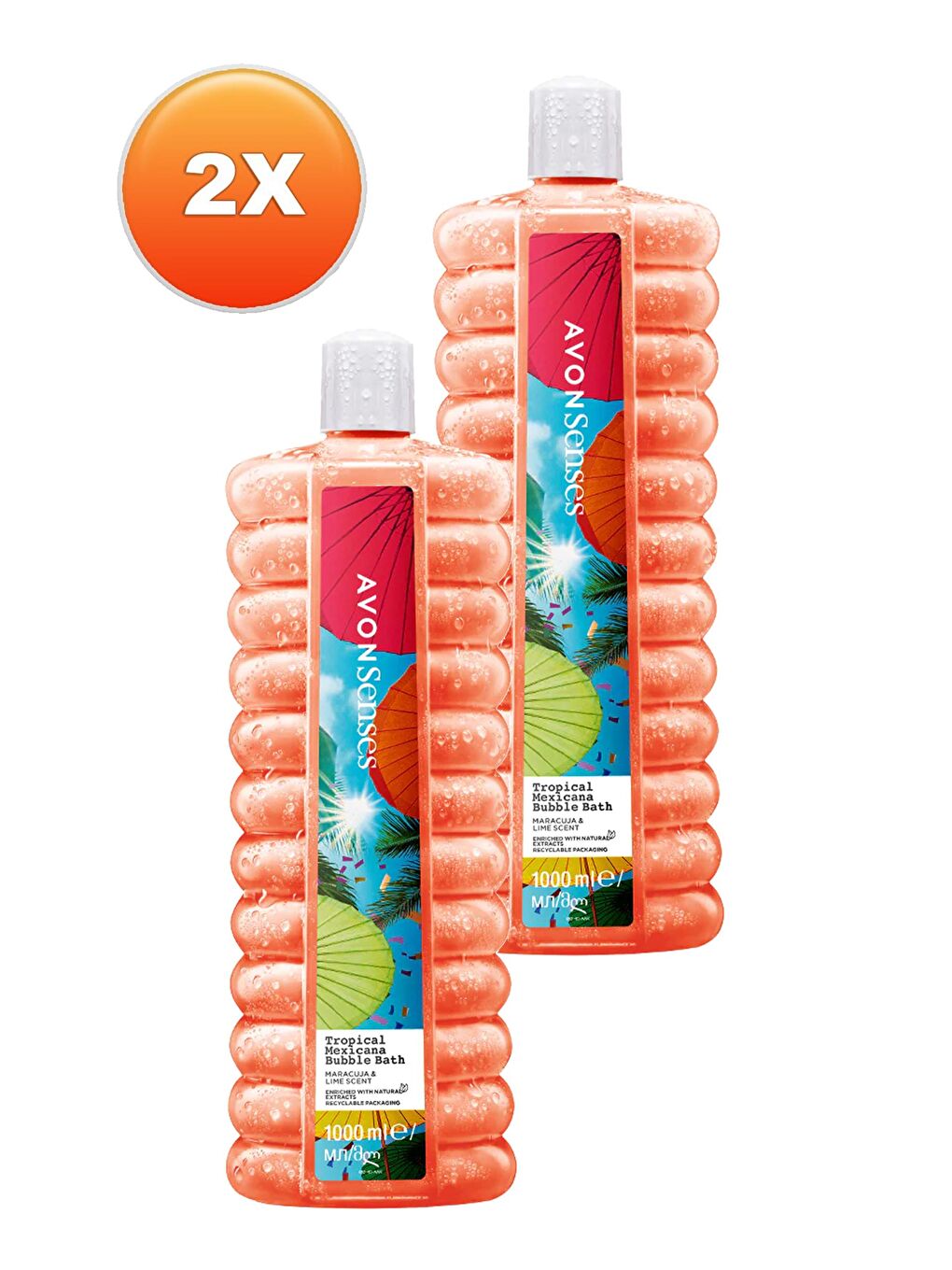 AVON Renksiz Tropical Mexicana Çarkıfelek ve Limon Kokulu Banyo Köpüğü 1 Lt. İkili Set - 1