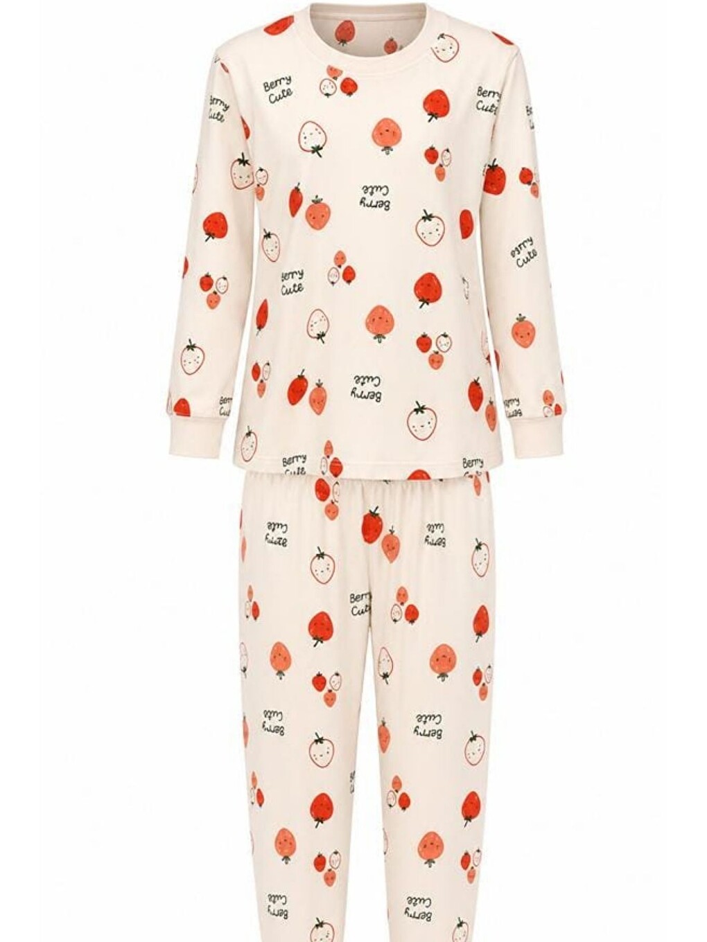 Ekru Kız Çocuk Pamuklu Desenli Pijama Takım Tkm1018-2