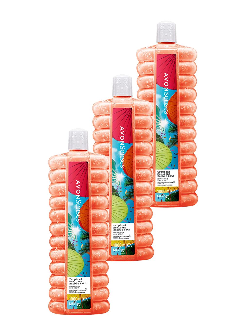 AVON Renksiz Tropical Mexicana Çarkıfelek ve Limon Kokulu Banyo Köpüğü 1 Lt. Üçlü Set