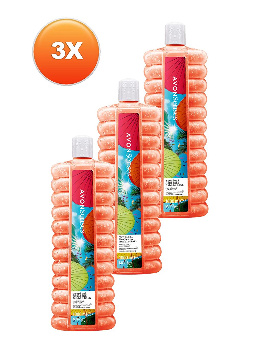 AVON Renksiz Tropical Mexicana Çarkıfelek ve Limon Kokulu Banyo Köpüğü 1 Lt. Üçlü Set - 1