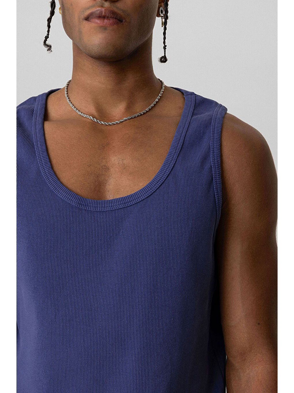 VAMOSCLO İndigo Basıc Tank Top Kaşkorse Atlet İndigo - 4