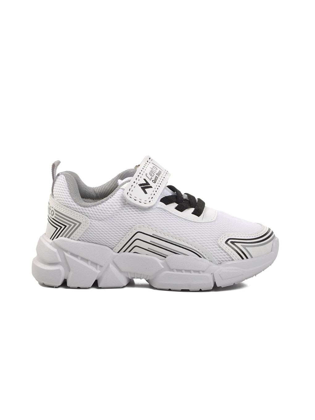 Beyaz-Siyah Cırtlı Unisex Çocuk Sneaker A-36-P