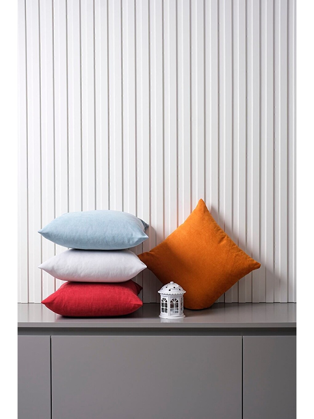 Panoroma Süet Dokulu Düz Punch (panç) İçin Uygun Açık Gri 45x45 Dekoratif Kırlent Kılıfı-4
