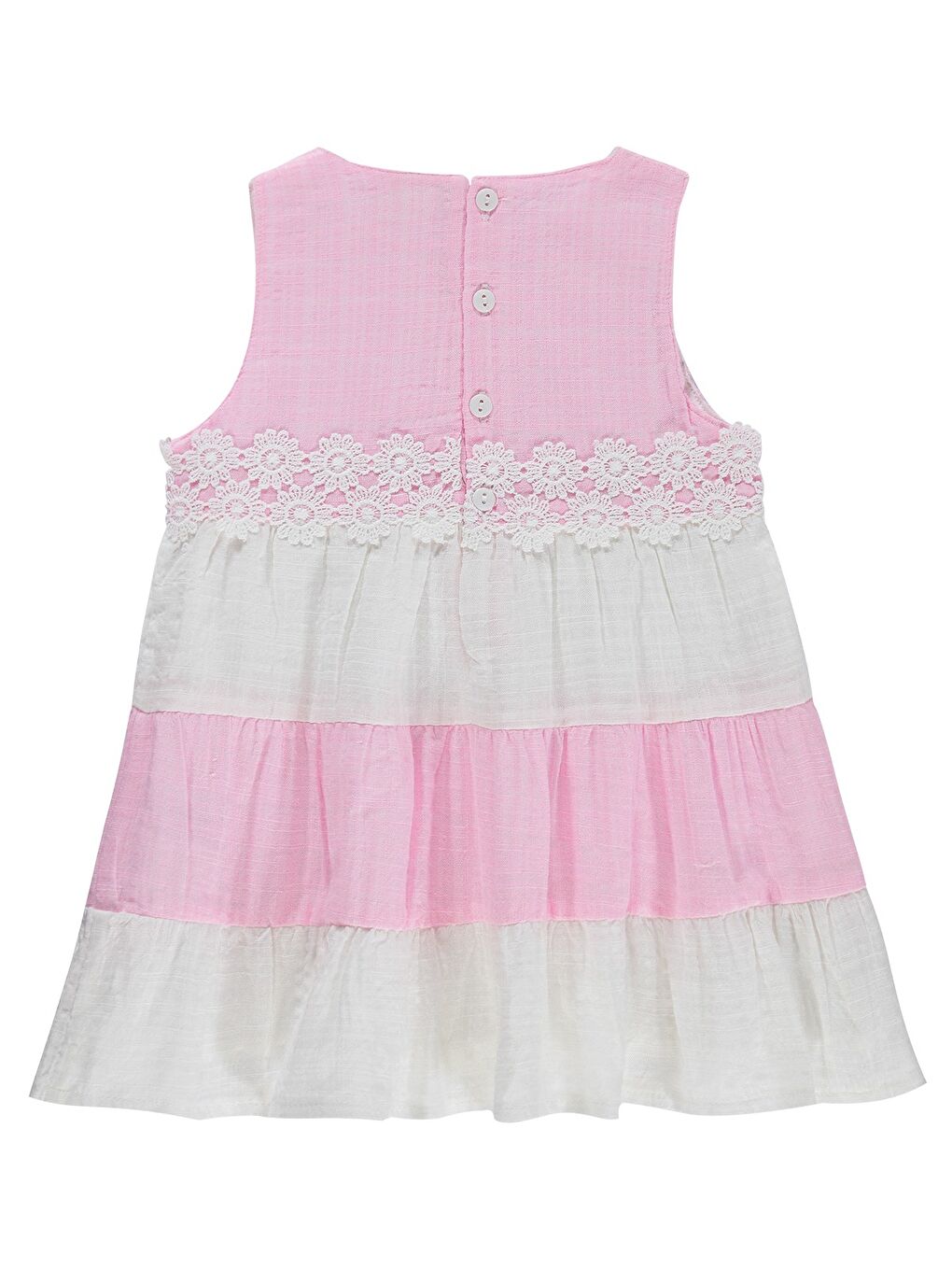 Baby Renkli Roba Dantelli 6-18 Ay Elbise - Pembe-1